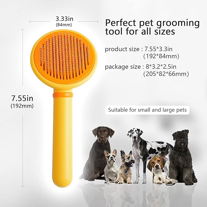 Cat Hair Brush with Release Button for Indoor Cats, Cat Grooming Brush for Long or Short Hair Dogs, Cat Combs for Pet Massage Self-Cleaning Cat Hair Brush