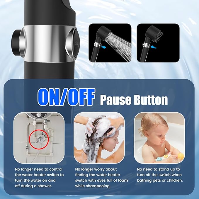 Filtered Shower Head with Handheld, High Pressure 3 Spray Mode Showerhead with 18 Stage Water Softener Filters for Hard Water - Remove Chlorine-BLACK