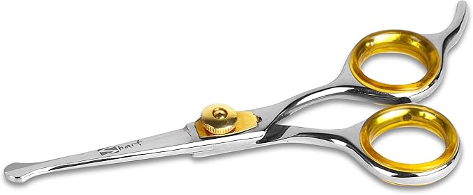 Sharf Gold Touch 4.5 Inch 440c Japanese Stainless Steel Pet Grooming Scissor with Round tip and Ballpoint for Safety