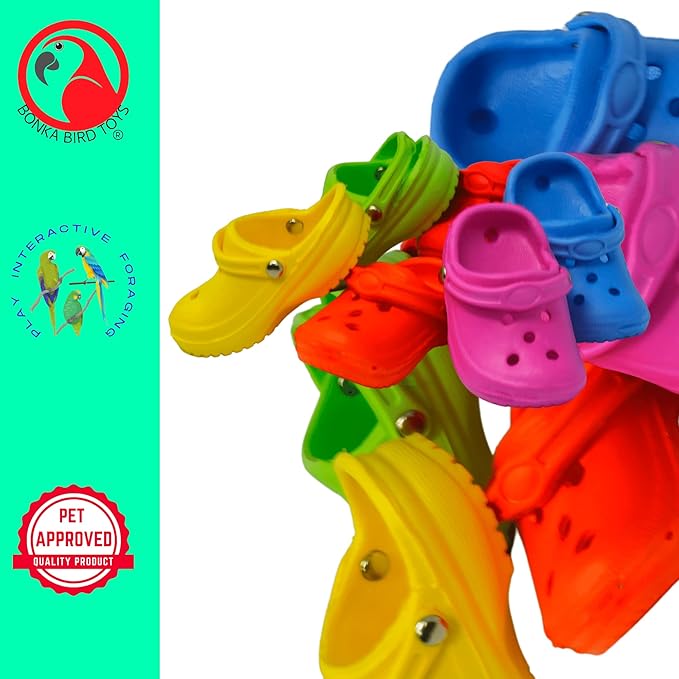 Bonka Bird Toys 2183 Pk6 Mini Sandal Foot Beak Chew Throw Parrot Parakeet Quaker Budgie Finch Cockatoo
