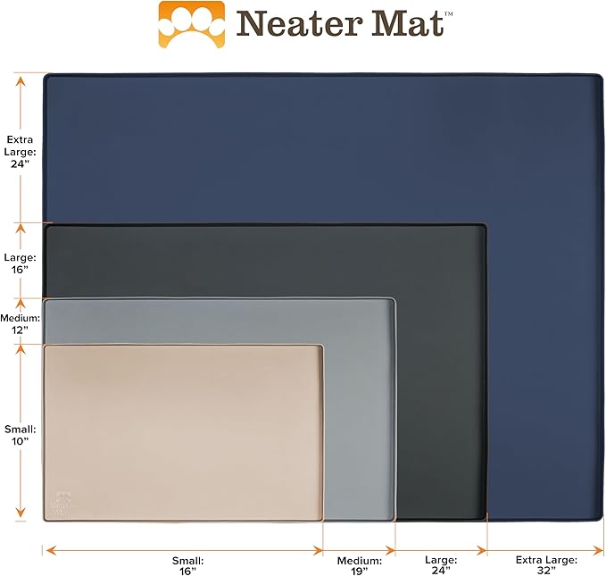 Neater Pet Brands Neater Mat Pet Mats for Food and Water, Cat & Dog Bowl Mat Waterproof Silicone, Feeding Tray, Dog Food Mats for Floors, Placemat w/Raised Edge for Under Bowls, 16” x 10”, Brown