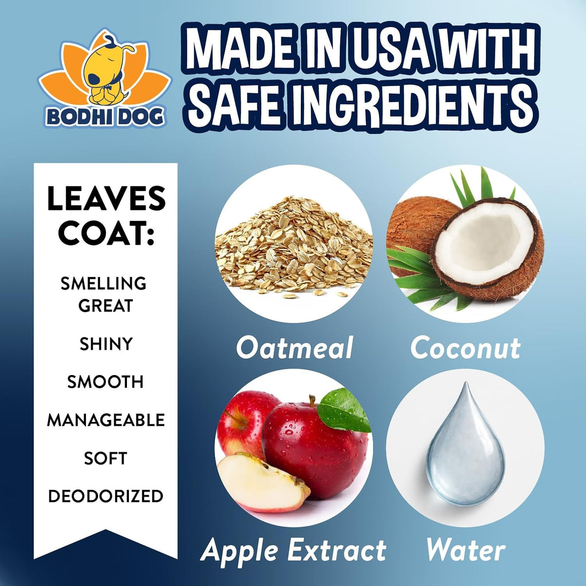 Bodhi Dog Waterless Shampoo - Natural Dry Shampoo for Dogs & Cats - Neutralizes Pet Odor - No Rinse Required - Made of Natural Extracts - Safe for Sensitive Skin - Oatmeal & Apple (1 Gallon)