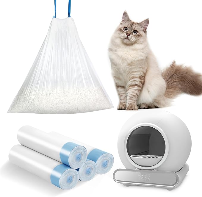 Cat Litter Box Liners-60 Count, Drawstring Cat Litter Waste Receptacles Bags for LELO ELVES LMSP-10-18" x 18"