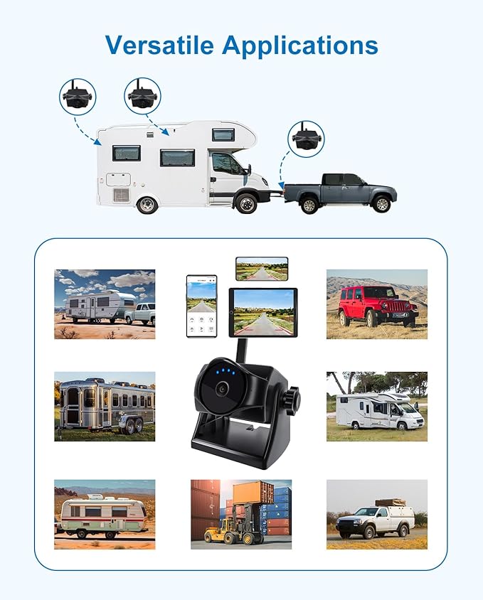 1080P Magnetic Wireless Backup Camera, WiFi Hitch Camera with Long-Lasting Battery,Night Vision,IP69K, Easy Installation for RVs, Trucks, Trailers, Compatible with iPhone,iPad, Android Devices