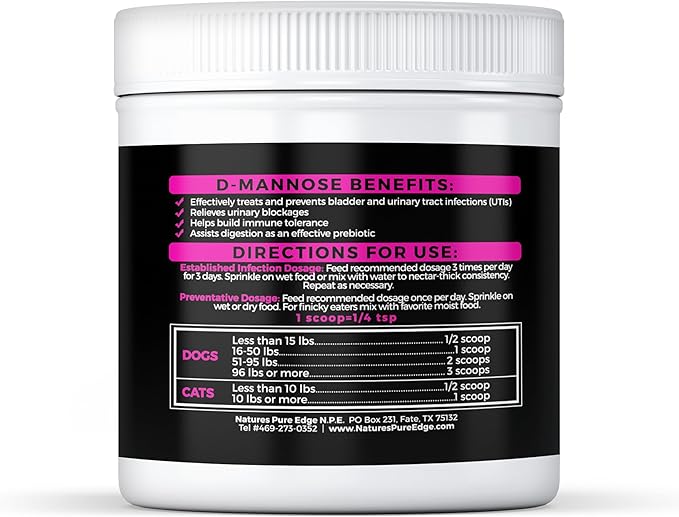 D-Mannose Supplement with Real Chicken for Dogs and Cats. Use for Immediate and Preventative Treatment of Bladder and Urinary Tract Infections UTIs. Stop Kidney Stones. Extra Strength 115 Grams.