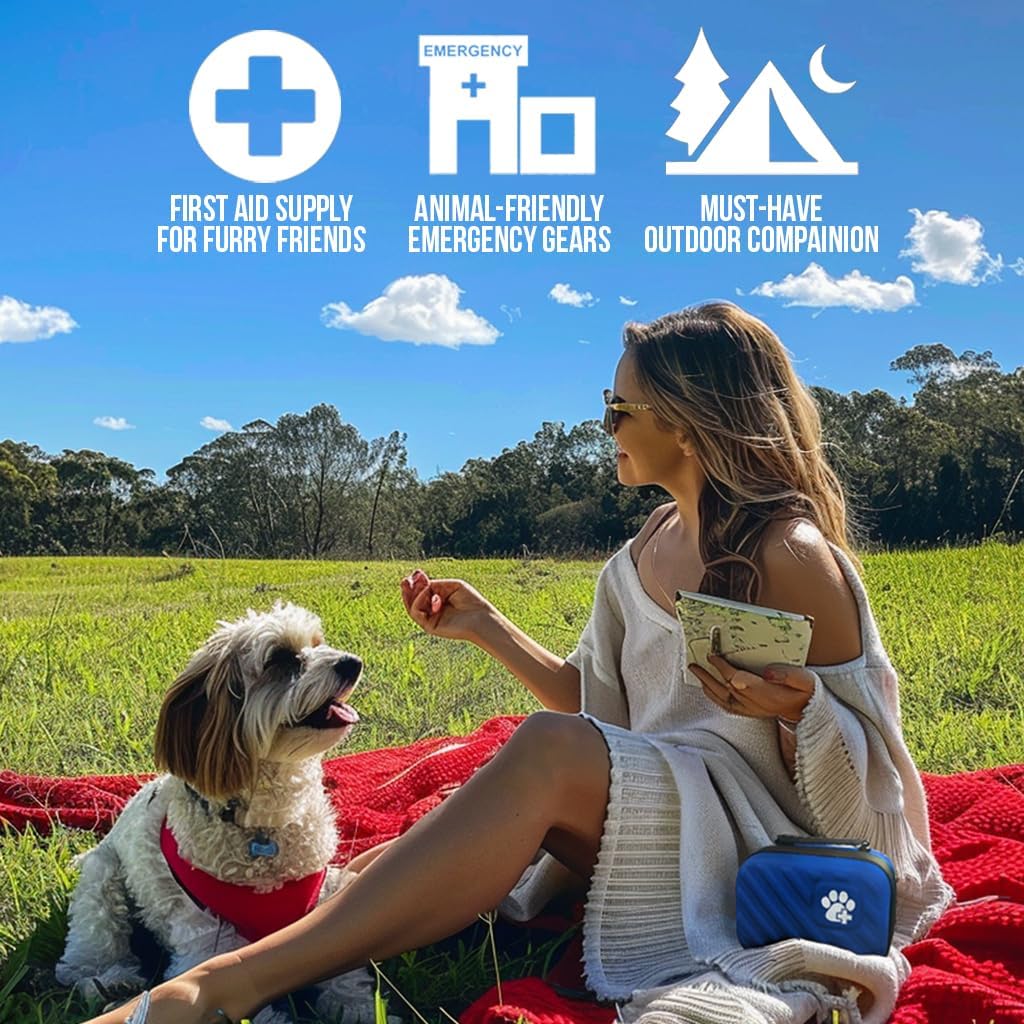 EVERLIT Pet Medic First Aid Kit | 95 Pcs Vet-Approved Medical, Outdoor & Emergency Supplies for Dogs, Cats, Animal Care | Travel-Friendly Compact Bag for Home, Car and Travel (Raven Black)