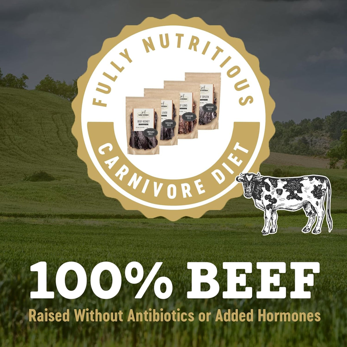 Farm Hounds - Beef Organs Bundle - Premium Beef Organs for Dogs - Made from 100% Humanely Raised Cattle - Great for Training & Treats - No Added Fillers - Made in USA - 4 Pack