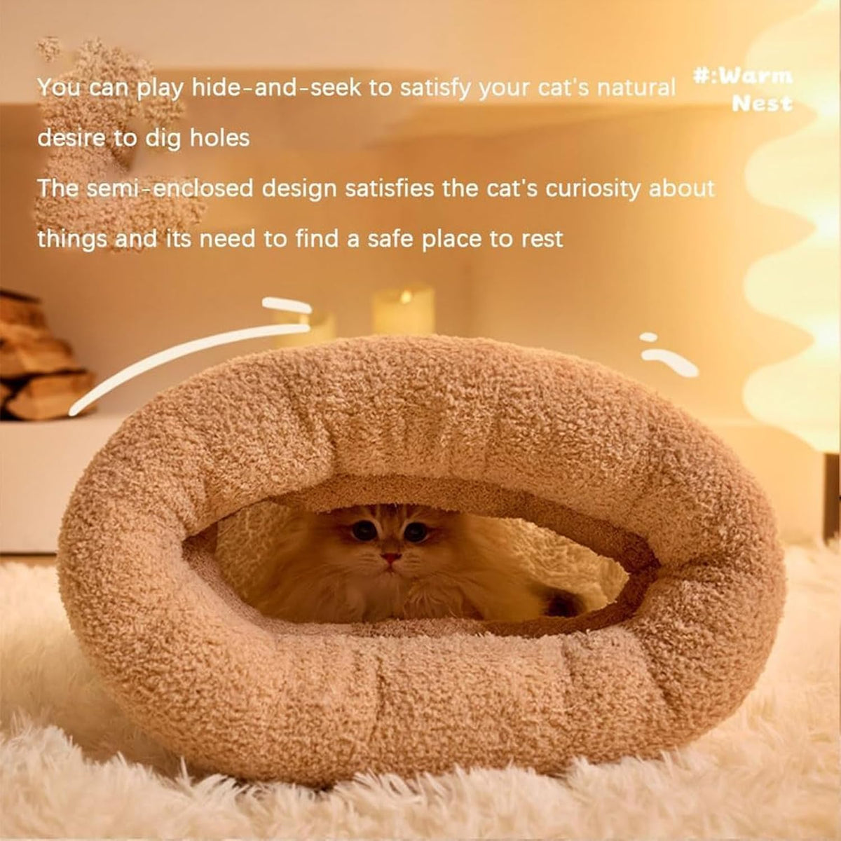 Cat Sleeping Bag for Indoor Cats,Sleeping Bag for Cats,Cozy Cat Winter Sleeping Bag,Warm Cat Sleeping Bag,Soft Fluffy Washable Cat Bed Cave,Cat Blankets for Indoor Cats (H)