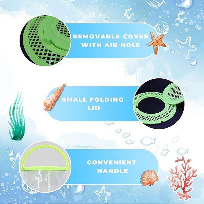 Foldable Small Aquarium, Portable Fish Tank, Fish Transport Container, Plasitc Fish Bowl, Beginner Tank, Great Concept for Catching and Release Critters, Beach, Pool and Lake (Green, Large)
