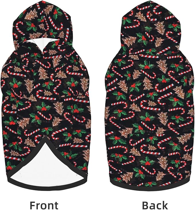 Christmas Tree Black Hoodie,Christmas Cosplay Dog Clothes with Pocket and Hat Winter Clothes Sweaters XXX-Large