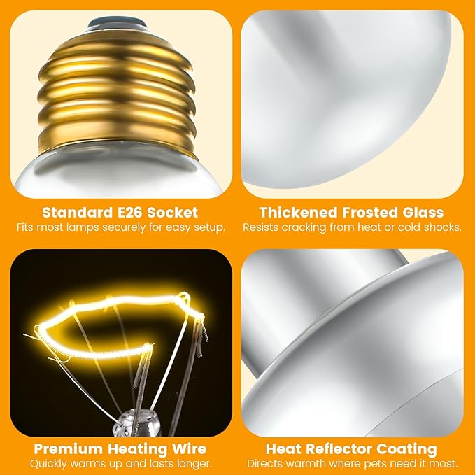 Dual Reptile Light Fixture with 100W Daytime Heat & UVB 10.0 Reptile Bulb, 2 Independent Switches, Reptile UVA UVB Light Combo Pack