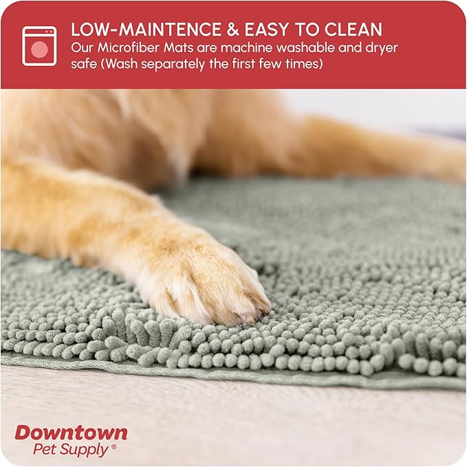 My Doggy Place Microfiber Dog Mat for Muddy Paws, 60" x 36" Light Gray - Non-Slip, Absorbent and Quick-Drying Dog Paw Cleaning Mat, Washer and Dryer Safe - X-Large/Runner