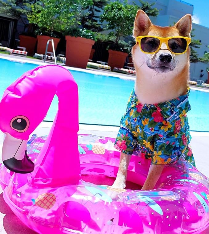 Parisian Pet Hawaiian Dog Shirt - Cotton Summer Clothes - Stylish Beach Outfit - Hook & Loop Closure - Machine Washable - Small Dogs
