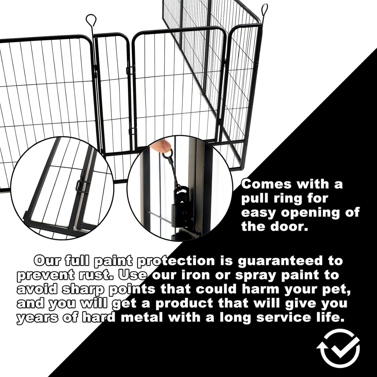 Dog Playpen,24 32 40 48 in(H) Pet Fence Outdoor for Rv Camping,Garden Fence Medium Animal Barrie for Yard,11Ft(L)-56Ft(L) Black Metal Temporary Fencing