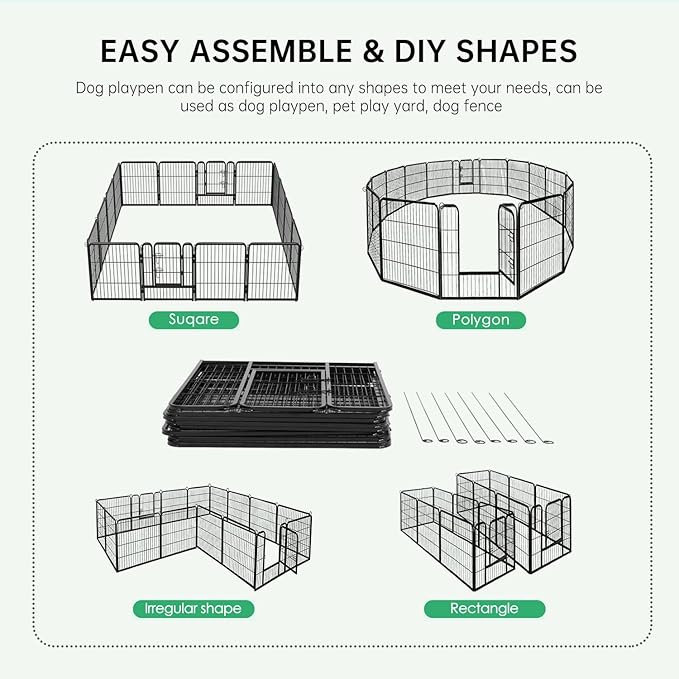 BestPet | Dog Playpen | 40 Inch, 16 Panels | Heavy Duty Metal Pet Exercise Pen | Indoor Outdoor Fence Panels | Rust-Resistant, Removable, Tool-Free Setup | Anti-Skid, Expandable Design