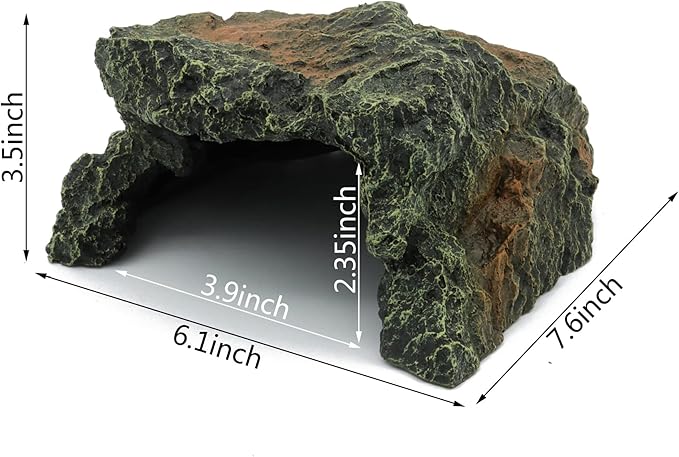 JIHAQUA Reptile Rock Hide Cave, Aquarium Habitat Decor Rock Tortoise Hideout for Lizards, Turtles, Reptiles, Amphibians, Fish