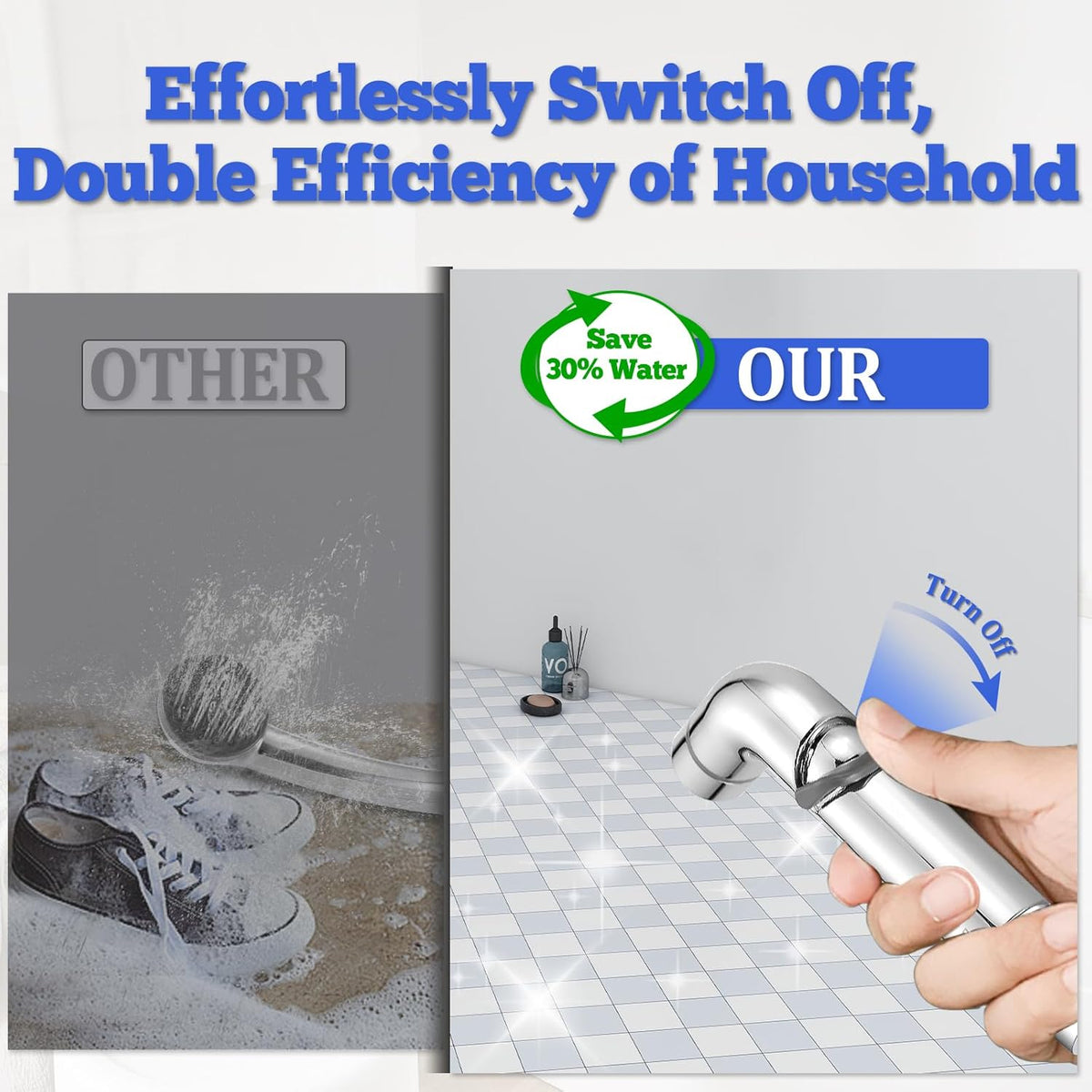 Dog Shower Attachment Metal, YDmeet Pet Washing Hose Attachment for Fast & Clean Bathing, Brass 3 Way Diverter, Adjustable Sprayer wtih Turn Off, 8 ft Hose and Holder, Chrome