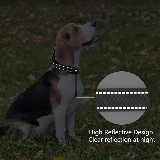 Reflective Dog Collar Padded with Soft Neoprene Breathable Quick Release Basic Dog Collars for Puppy Small Dogs Girl Boy Black