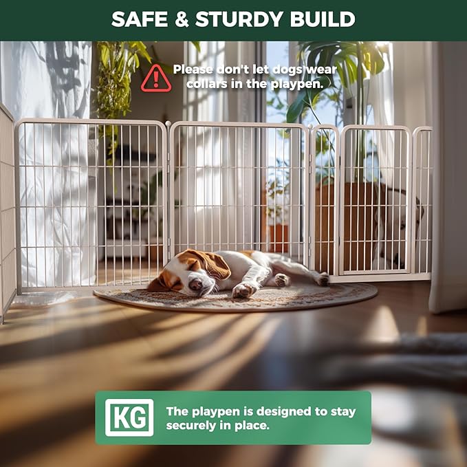 FXW Homeplus Unleashed Indoor Dog Playpen - Stress-Free and Safe Play, Heavy Duty 32 Inch 16 Panels Dog Pen with Connectors (Pack of 2) for Small and Medium Dogs, White│Patented