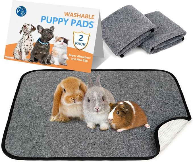 Washable Pee Pads for Dogs 2 Pack Reusable Puppy Pads Waterproof Pet Training Pads, Non-Slip Dog Mats Fast Absorbent Whelping Pads for Playpen, Potty, Crate, Bed, 18" x 24"