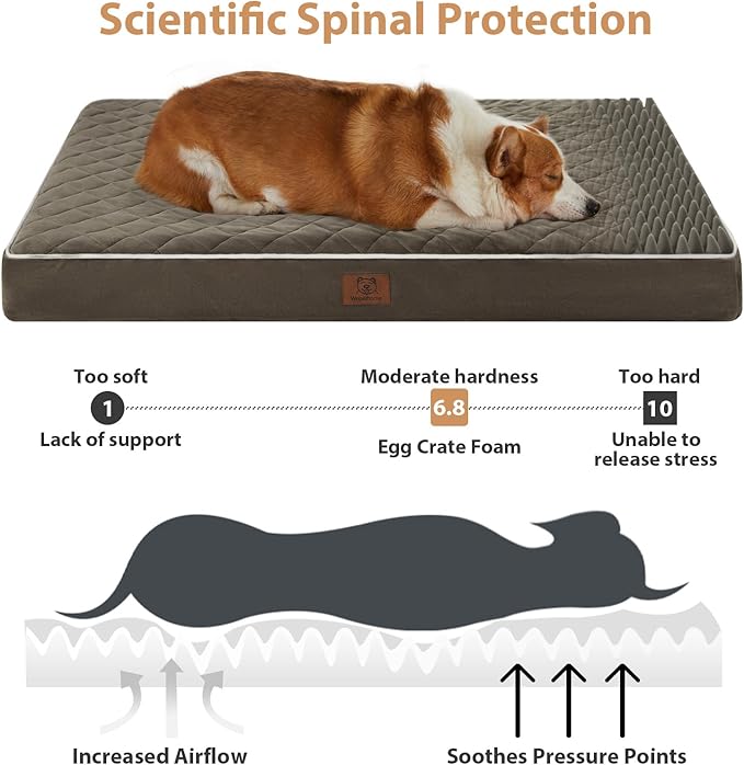 WNPETHOME Orthopedic Dog Bed for Crate, Waterproof Extra Large Dogs Bed with Removable Washable Cover, Multi-Needle Quilting Dogs Crate Beds