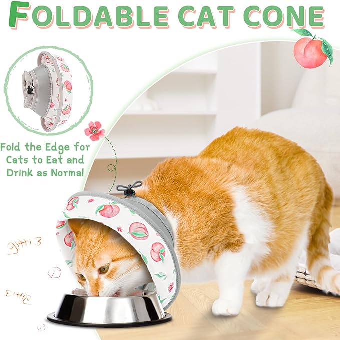 Cat Cone Collar Soft to Stop Licking, Adjustable, Foldable Lightweight Kitten Cones After Surgery Recovery for Cats & Kittens, Cat Cone Alternative (PinkWhite, L)