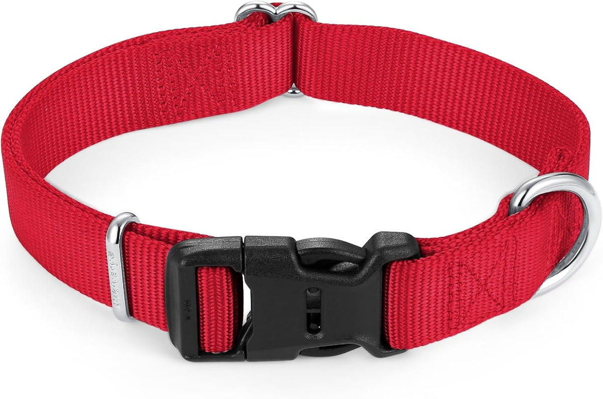 Mikivery Nylon Dog Collar with Quick Release Buckle Soft Adjustable Sturdy for Small Medium Large Dogs Red,M