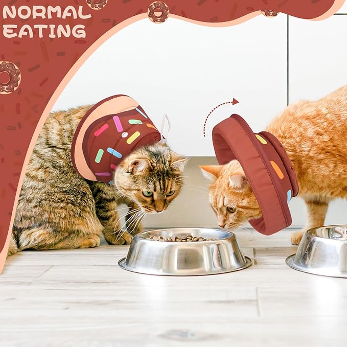EXPAWLORER Cat Recovery Cone Collar- Soft Adjustable Pet Collar for After Surgery, Waterproof Elizabethan Protective Collar, Stop Licking Donut for Small Medium Kittens