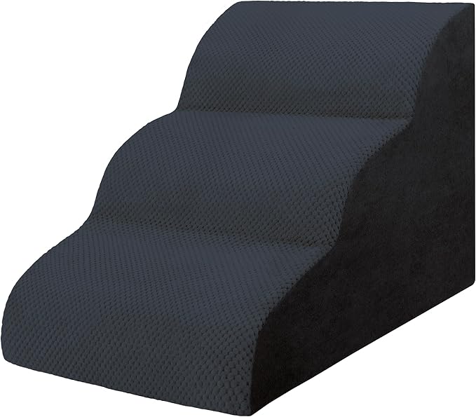 Dog Stairs for Small Dogs, 3 Tiers High Density Foam Dog Ramp, Extra Wide Non-Slip Pet Steps for High Beds Or Couch, Soft Foam Doggie Ladder for Dogs Injured, Older Pets, Small Cats