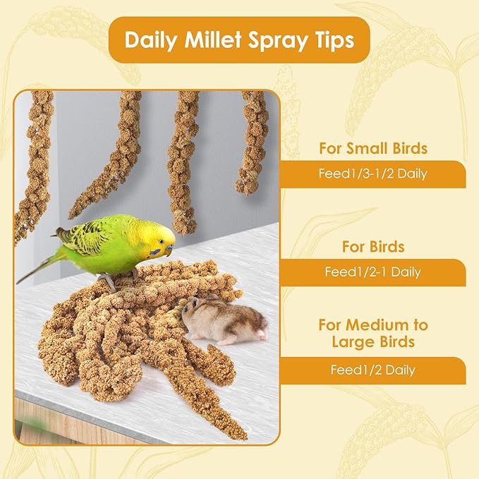 KATUMO Spray Millet Treats, 7Oz / 200g Natural Sun-Dried Bird Treats for Parakeet Conure Cockatiel Finch Pigeon Hamster Canary