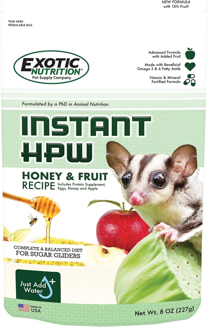 Honey & Fruit Instant-HPW (1 lb.) - All Natural Vitamin Enriched Sugar Glider Food - Healthy & Nutritious - High Protein Wombaroo - Staple Diet