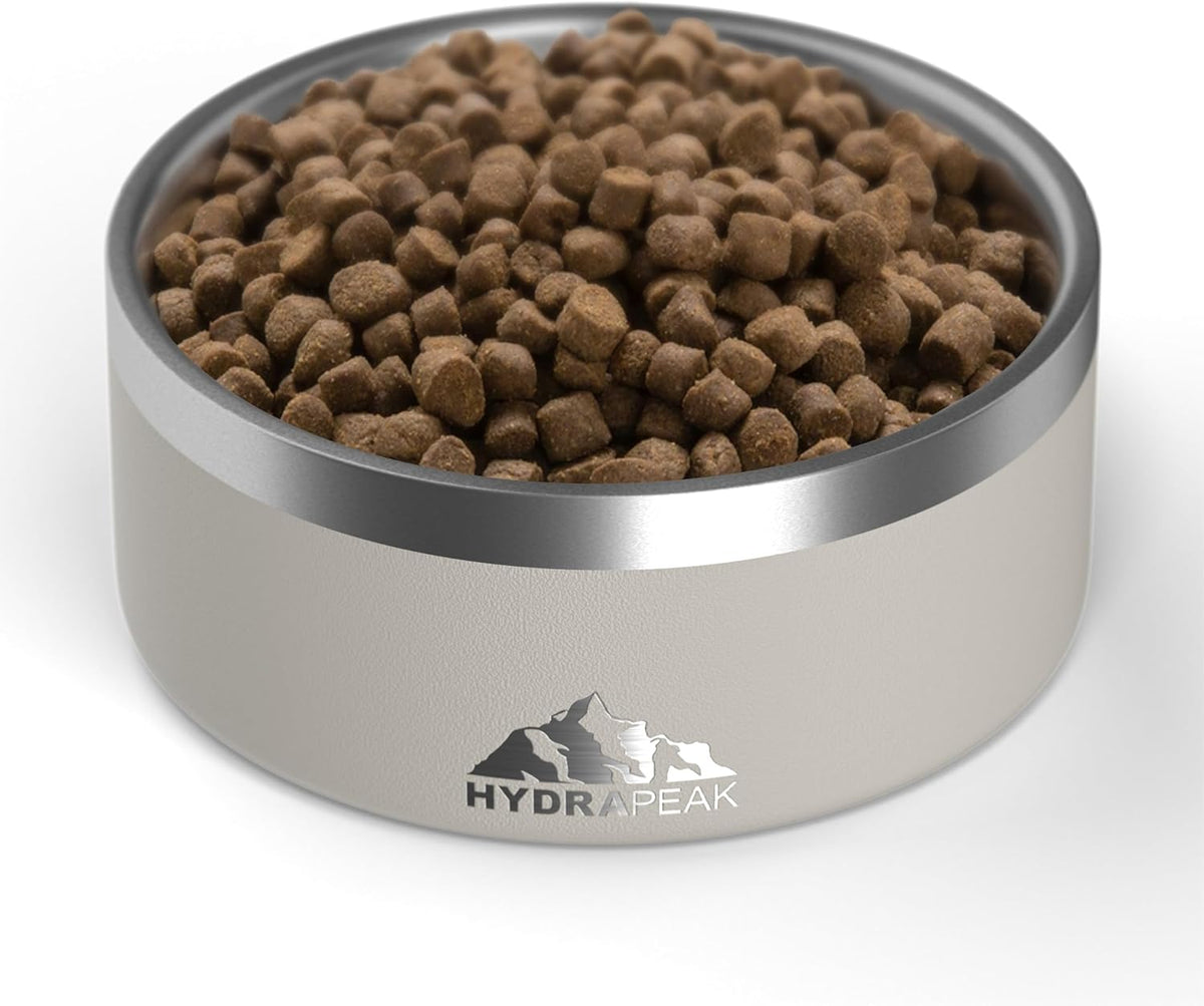 Hydrapeak Dog Bowl; Non Slip Stainless Steel; Water and Food Dish; Large Sized and Small Dogs; 32oz 64oz; Multiple Sizes; 4 Cup | Stone