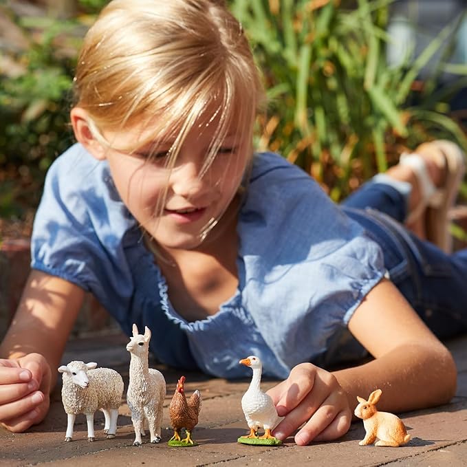 Schleich Farm World 5-Piece Farm Animal Toy Set Including Cute Llama, Rabbit, Sheep, Hen and Goose Animal Toys for Toddlers & Kids Ages 3+