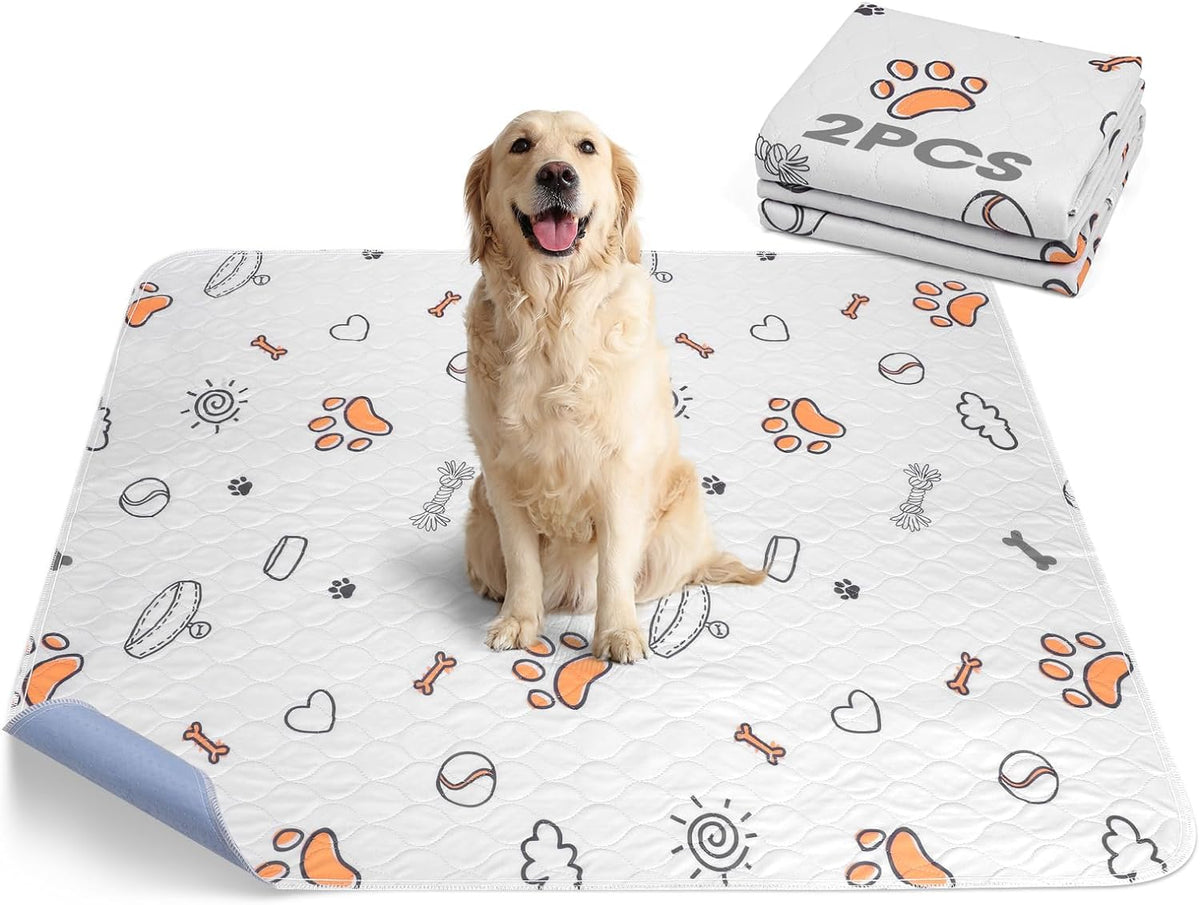 FURTIME Washable Pee Pads for Dogs, 2 Pack Large 41''x41'' Super Absorbent Reusable Dog Training Pads, 100% Waterproof Non-Slip Whelping Playpen Crate Mat Bed Products Gray (Gray Puppy Pads-41x41)