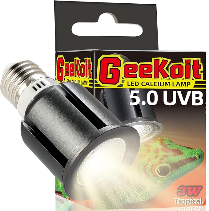 Premium 5.0 UVB Reptile Light,UVA UVB 3W Full Spectrum,Tropical Light Bulb for Optimal Calcium Metabolism,Ideal for Tropical-Dwelling Reptiles Turtle Green Anole