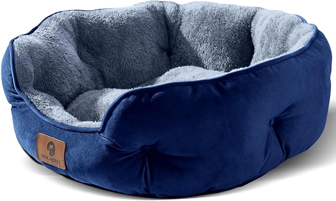 Asvin Small Dog Bed for Small Dogs, Cat Beds for Indoor Cats, Pet Bed for Puppy and Kitty, Extra Soft & Machine Washable with Anti-Slip & Water-Resistant Oxford Bottom, Blue, 20 inches