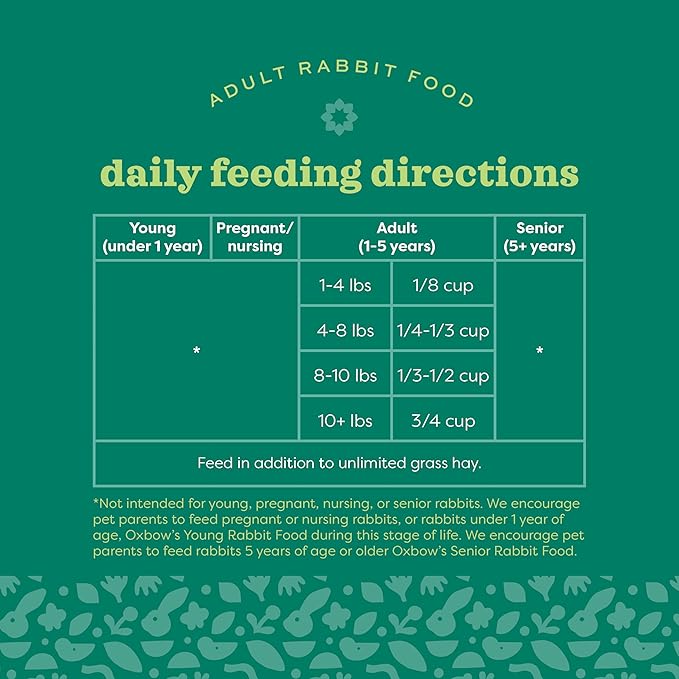 Oxbow Essentials Rabbit Food, Adult, Made with Oxbow Timothy Hay for Rabbit, Pet Pellets with Vitamins & Minerals, Small Animal Pet Products, Bunny Food, Made in USA, High Fiber, 10 lb. bag