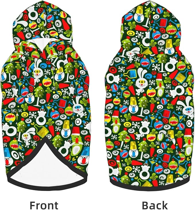 Christmas Green Monster Hoodie,Christmas Cosplay Dog Clothes with Pocket and Hat Winter Clothes Sweaters XXX-Large