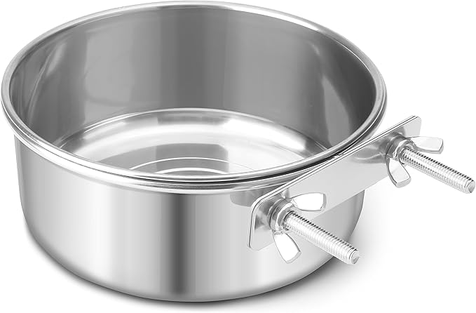 Dog Bowl Stainless Steel Pet Hanging Food Water Bowl Cage Feeding Cup Feeder for Dogs Cats Rabbits Birds Small Animal (Large)