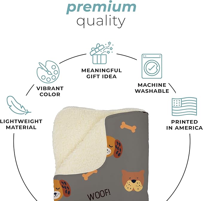 Grey Woof Fleece Pet Lightweight Blanket - 60" x 80" - Cute for Dogs - Gifts and Puppy Essentials - Printed in America
