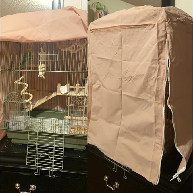 QBLEEV Birdcage Cover, Parrot Cage Night Cover Shade, Pet Universal Blackout Windproof Light-Proof Sleep Reduces Distractions Night Accessories Cloth Without Cage-14.1x18.5x26.7in (LxWxH)