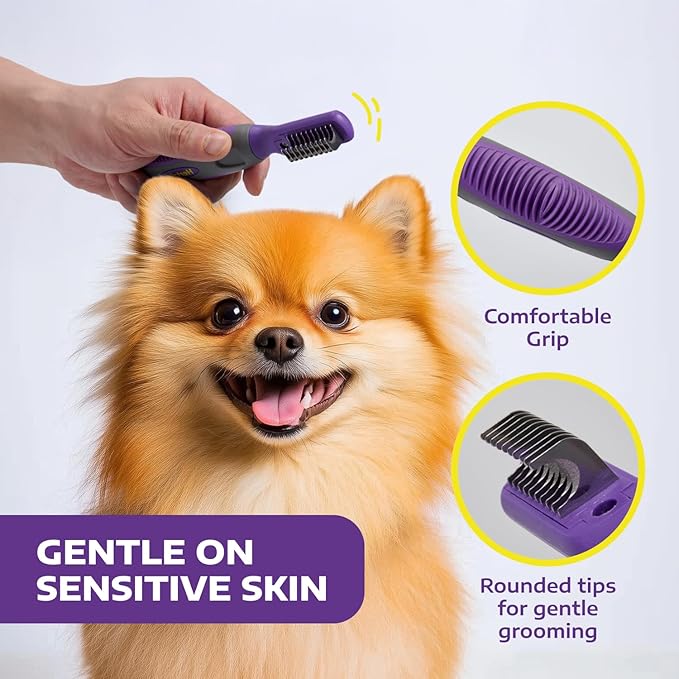Hertzko Cat and Dog Dematting Tools Single Sided Dog and Cat Dematting Comb - for All Pets - Effortlessly Removes Tangles, Mats, and Loose Fur - Safe, Easy Grooming for Cats and Dog - Large