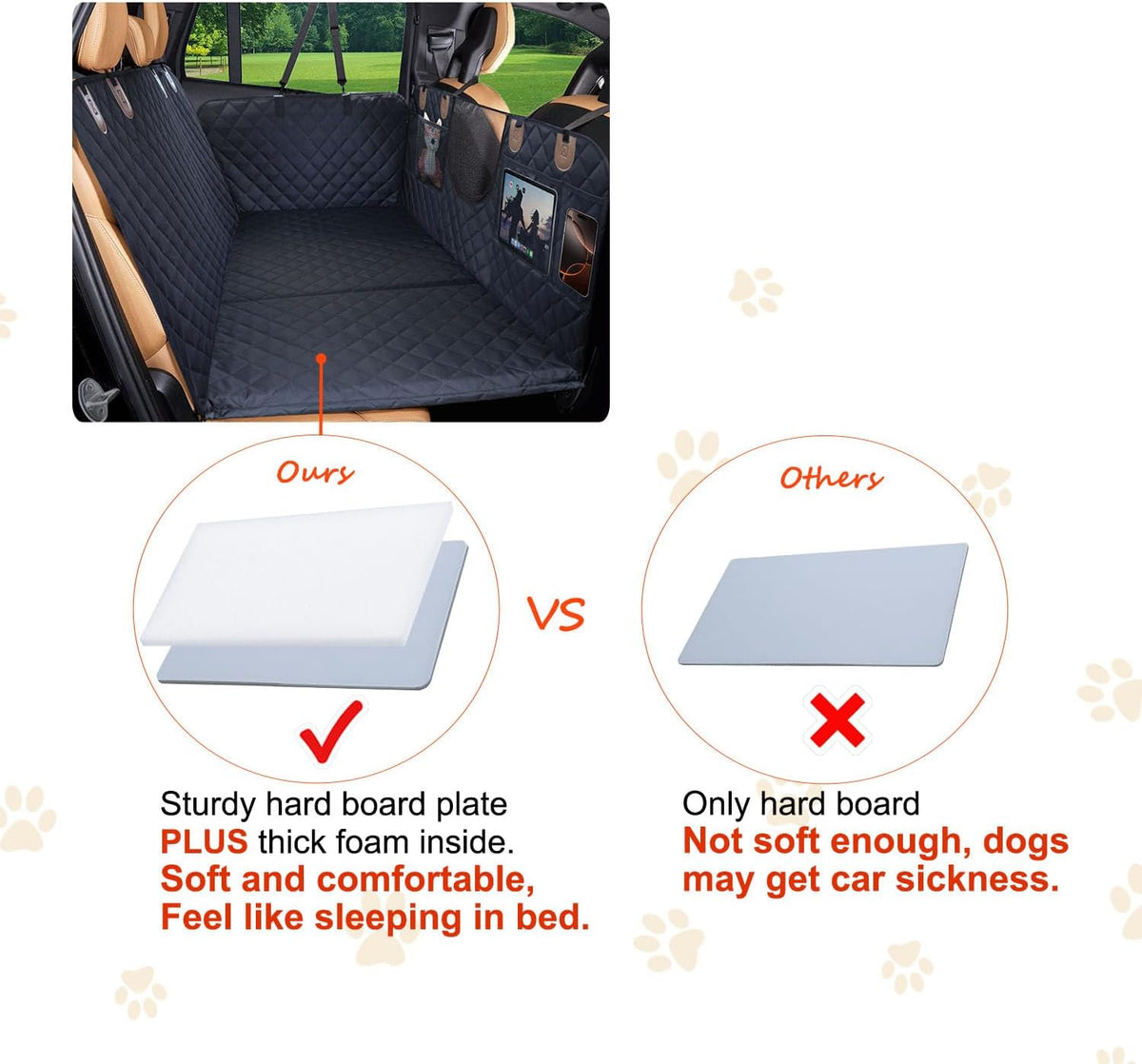 Paw Jamboree XXL Truck Dog Car Seat Cover Hard Bottom for Back Seat Extender for Dogs Hammock for Car Backseat Cover Crew Cab