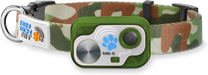 MS-5 Designer Series, Premium Performance Automatic Pet Door Collar by High Tech Pet Brand - Green/Camo Strap - Class A Battery Included - Stylish Design - Waterproof - Rugged - USA Support (Camo)
