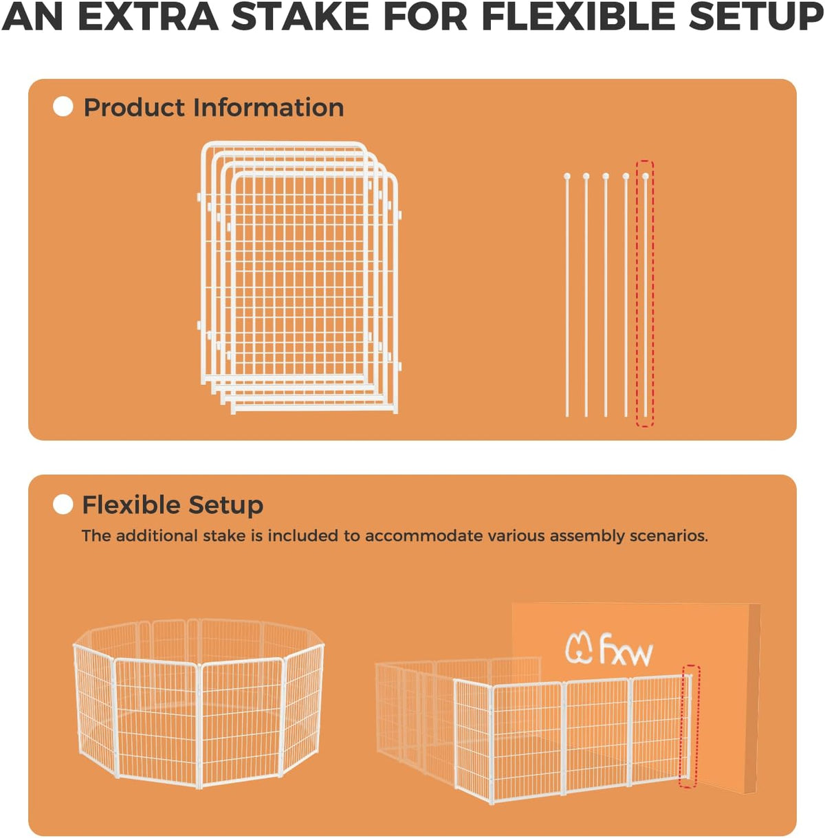 FXW Homeplus Unleashed Indoor Dog Playpen - Stress-Free and Safe Play, Heavy Duty 40 Inch 4 Wire Panels Dog Pen for Medium and Large Dogs, White│Patented