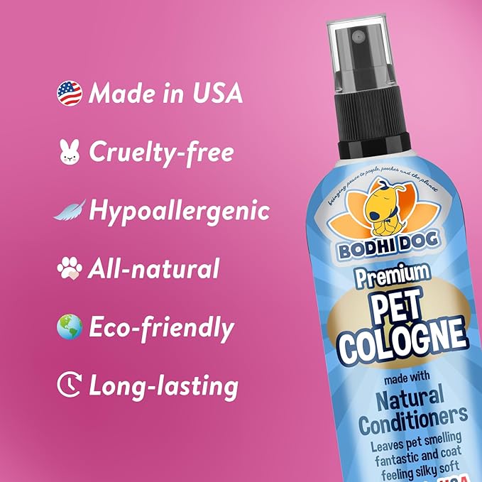 Bodhi Dog Natural Dog Cologne (Baby Powder) - Premium Scented Deodorizing Pet Perfume with Conditioner for Dogs & Cats - Keeps Pets Fresh & Clean - Gentle and Safe Formula, Made in USA (8 Fl Oz)