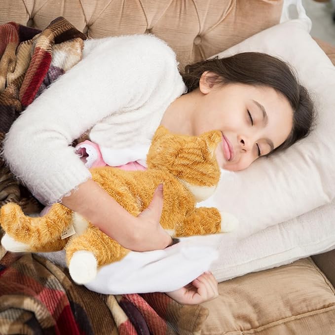 19 inch 3 lbs Cat Weighted Stuffed Animals, Realistic Weighted Cat Stuffed Animal, Sensory Comfort Plush Throw Pillow, Soft Kawaii Kitty Plush Toy Gift for Adults Kids Youth