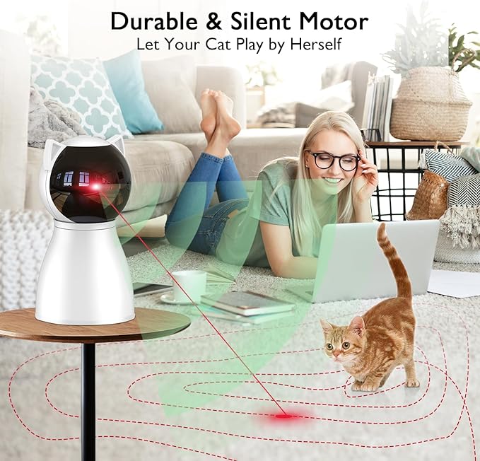 Cat Toys [2025 Newly Upgraded] Real Random Trajectory Rechargeable Motion Activated Cat Laser Toy Automatic,Interactive Cat Toys for Indoor Cats/Kitten/Dogs
