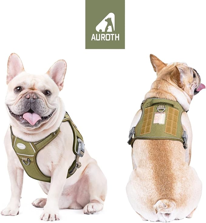 AUROTH Tactical Dog Harness for Large Dogs No Pull Adjustable Pet Harness Reflective K9 Working Training Easy Control Pet Vest Military Service Dog Harnesses