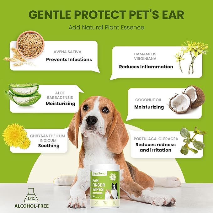 Dog Ear Finger Wipes for Dogs & Cats, 150 Count